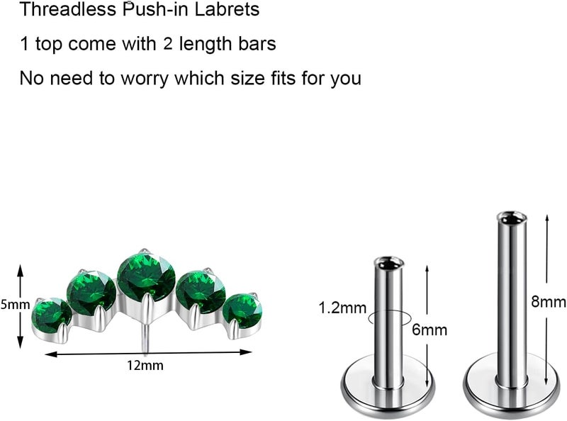 TOMIDES G23 Titanium Flat Back Earrings Studs 18g 16g F136 Implant Grade Titanium Labrets Press Fit Threadless Push In Dainty Cartilage Helix Conch Lobe Lip Tragus Piercing Jewelry - Image 2